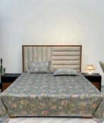 Dusty Bloom 5-Piece Cotton Bedsheet Set – Vintage Grey - Image 2