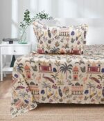 Regal Courtyard 5-Piece Cotton Bedsheet Set – Heritage Beige - Image 2