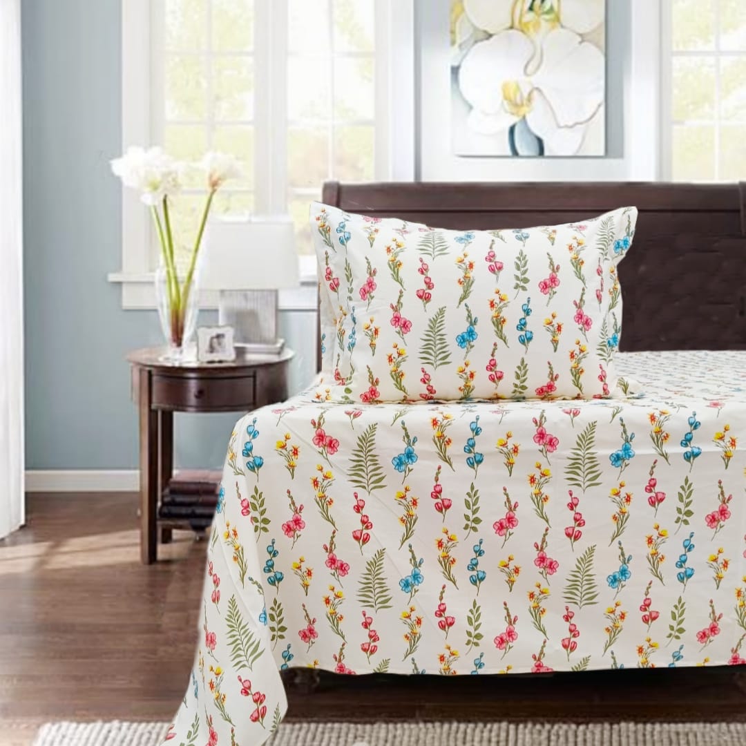 Spring Vines 1 Spring Vines 5-Piece Bedsheet Set – Ivory Bloom - Image 1