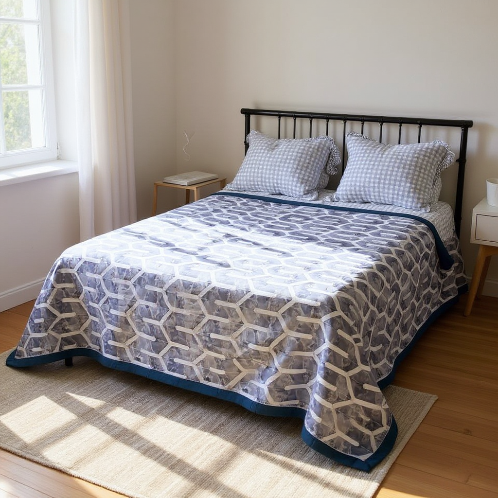 Azure Geo – Ocean Slate -3 Azure Geo Comforter – Ocean Slate - Image 1