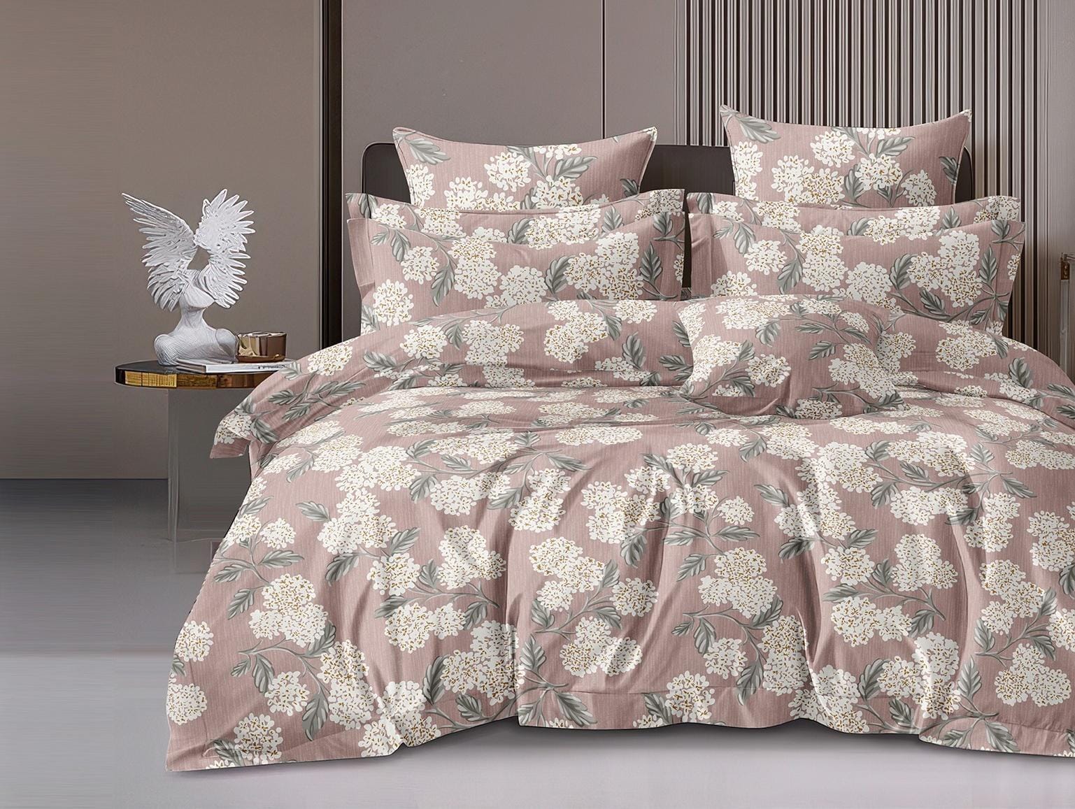 Dusty Rose Blossom Cluster 3-Piece Quilt Cover Set – 4 Dusty Rose Blossom Cluster 3-Piece Quilt Cover Set – Blossom Blush - Image 1