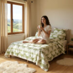 Sage Geo Ascent 3-Piece Quilt Cover Set – Celadon Rise - Image 2