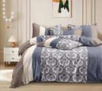 Urban Damask Stripe 3-Piece Quilt Cover Set – Slate Whisper