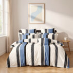 Urban Stripe Mosaic 3-Piece Quilt Cover Set – Skyline Slate - Image 2