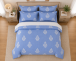 Heritage Motif 7-Piece Bedsheet Set – Azure Blue - Image 4