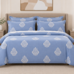 Heritage Motif 7-Piece Bedsheet Set – Azure Blue